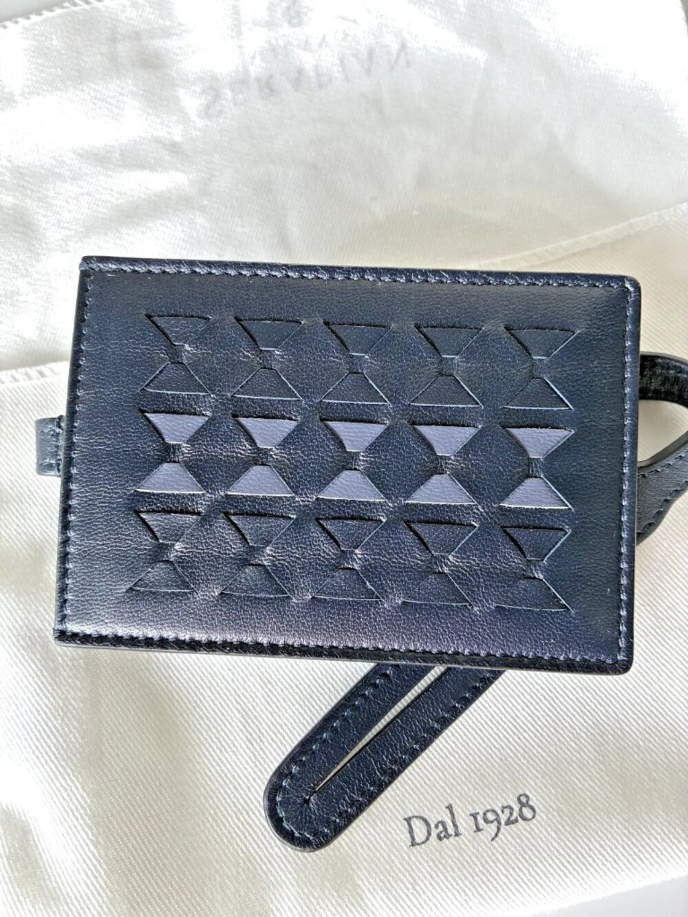SERAPIAN Milano for VAN CLEEF & ARPELS Blue Leather Travel Luggage Tag - NEW